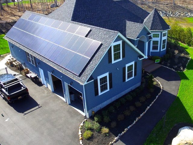 Completed solar and roofing installation