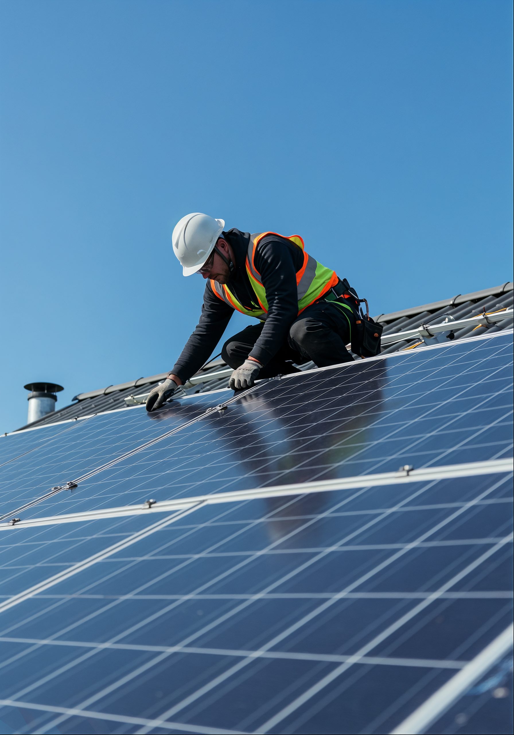 solar-panel-installation-by-roofer A residential rooftop solar panel installation by a professional. Call us today to get a free quote.